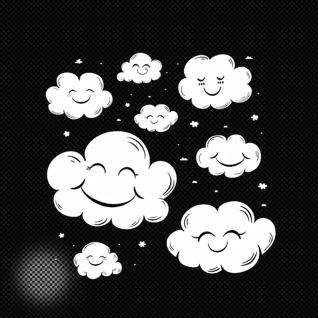 PSD clouds smiling face isolated transparent background