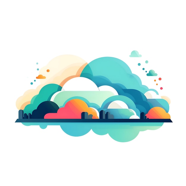 Clouds and sun in the sky illustration Flat design