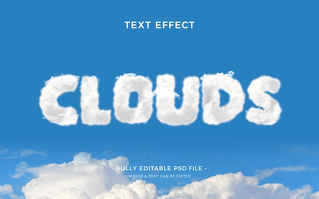 PSD Текстовый эффект облаков