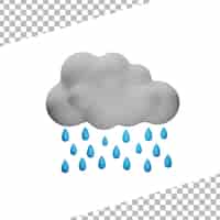 PSD nuvole con illustrazione 3d di pioggia