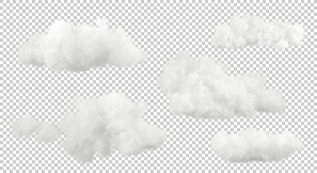 PSD cloudscape chiare forme libere su sfondi trasparenti rendering 3d