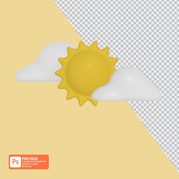Cloudy day 3d illustration on transparent background isolated premium psd