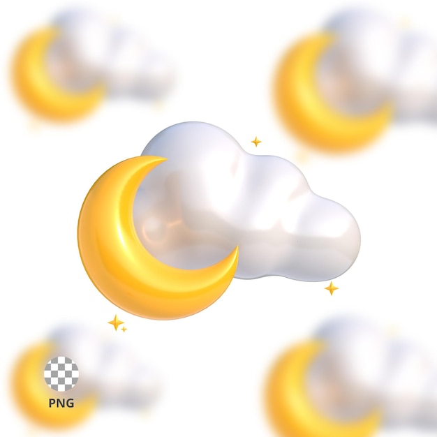 PSD cloudy night moon