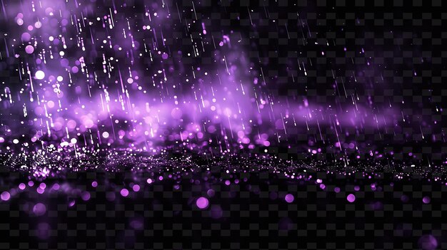 PSD cloudy shining rain with overcast droplets and purple dreamy png neon light effect y2k collection