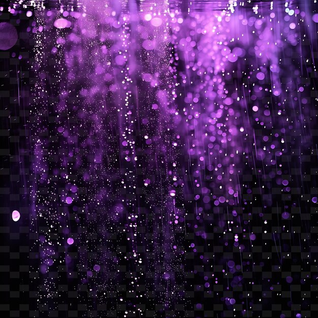 PSD cloudy shining rain with overcast droplets and purple dreamy png neon light effect y2k collection