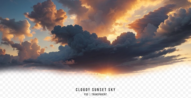 PSD cloudy sky at sunset isolated on transparent background