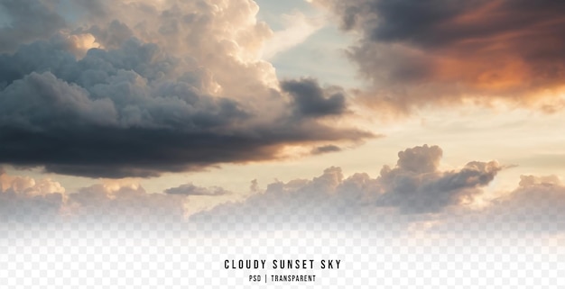 PSD cloudy sky at sunset isolated on transparent background