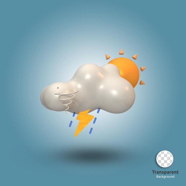 PSD Облачное солнце день значок погоды 3d визуализации иллюстрации