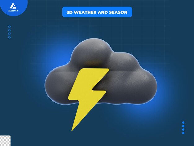 cloudy thunderstorm 3d icon