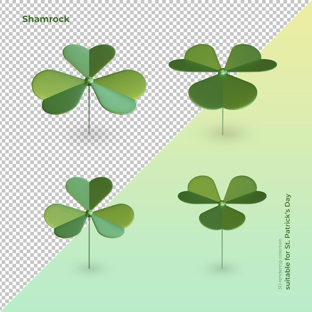 Clover 3d Rendering Elements As St. Patrick 's Day Symbol