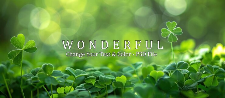 PSD clover field with bokeh background
