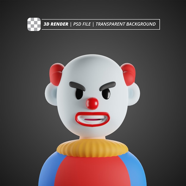 Clown avatar 3d render immagini isolate