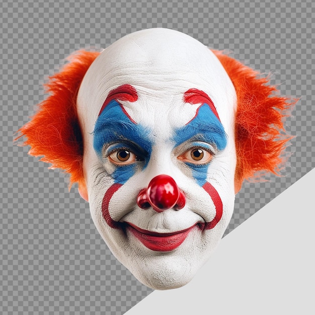 PSD clown face shot png isolated on transparent background