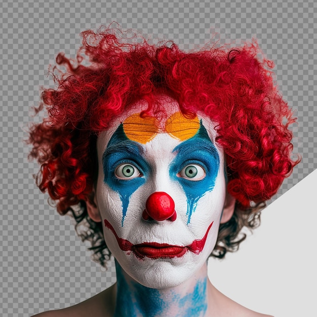 PSD clown face shot png isolated on transparent background