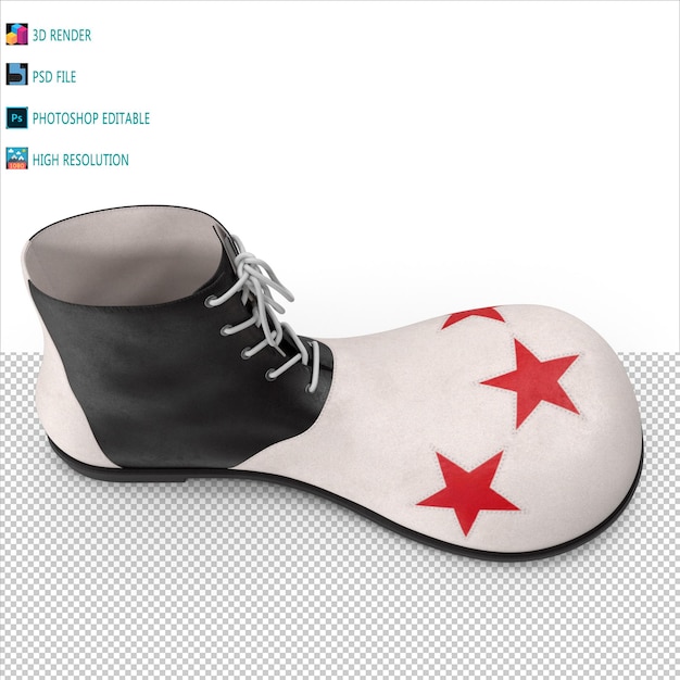 PSD clown shoe right 3d render psd