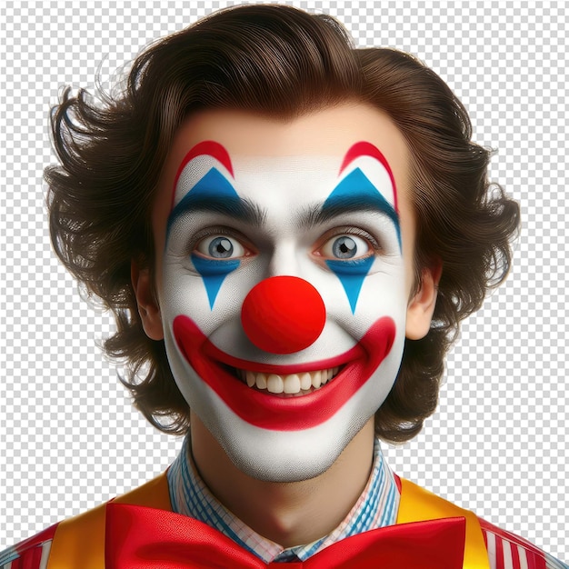 PSD un clown con la faccia dipinta come un clown e la bandiera su di lui