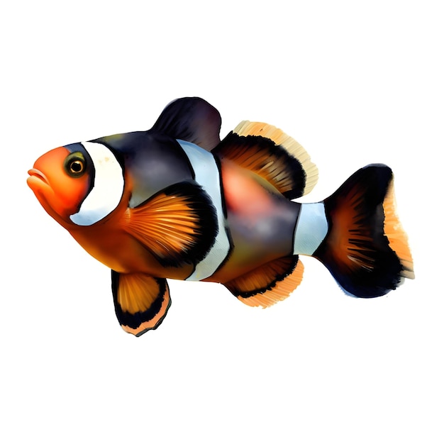 PSD clownfish isolated on a white background clipart