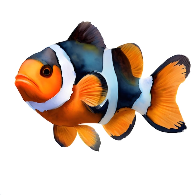 PSD clownfish isolated on a white background clipart