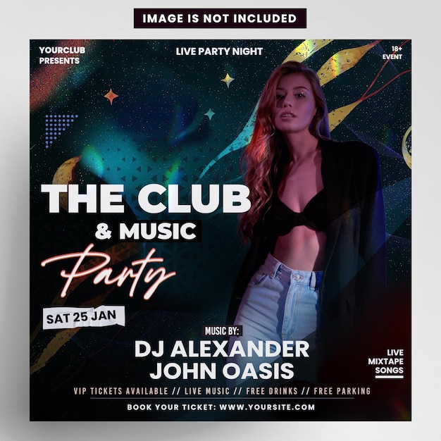 Club artistic party flyer banner di instagram