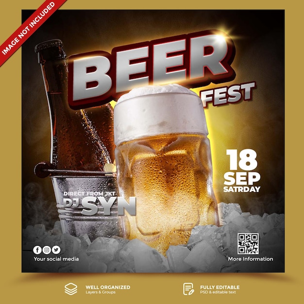 PSD club beer party social media post or flyer promotion template