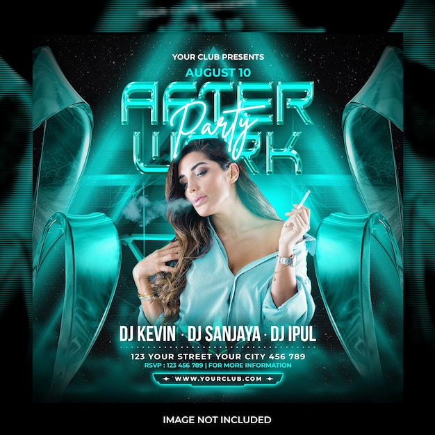 PSD club dj after work party future social media template