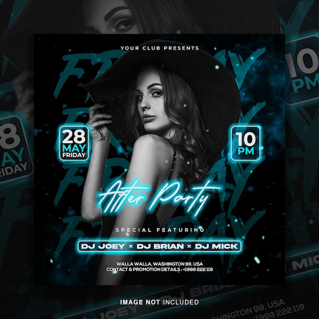 Club dj feest flyer social media bericht