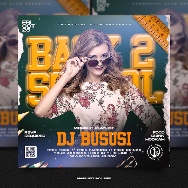 Club dj feest flyer social media bericht