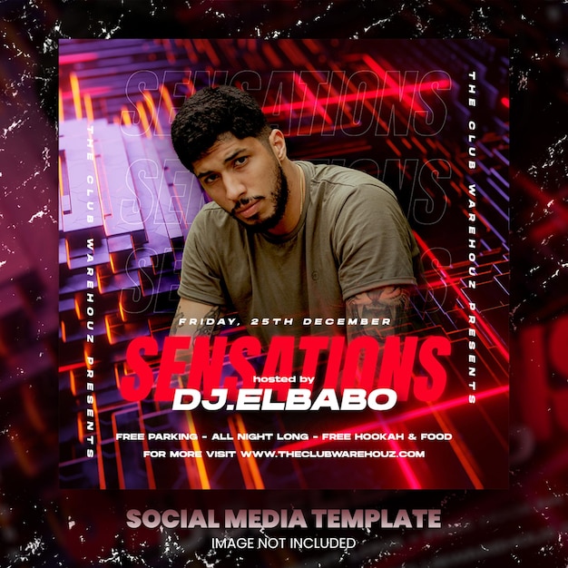 Club dj feest flyer social media bericht