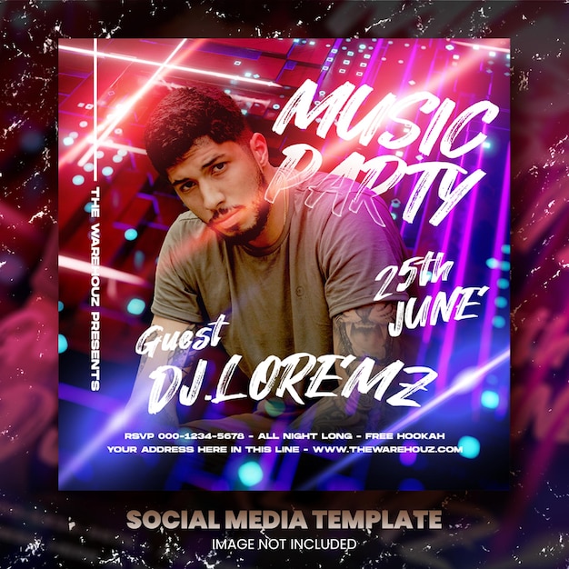 Club dj feest flyer social media bericht