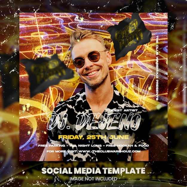 Club dj feest flyer social media bericht