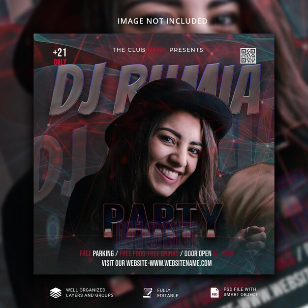 Club dj feest flyer social media bericht