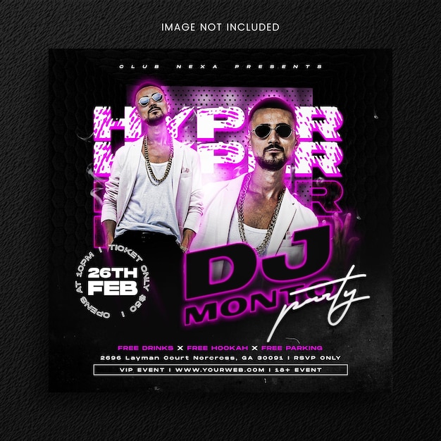 Club dj flyer social media banner template