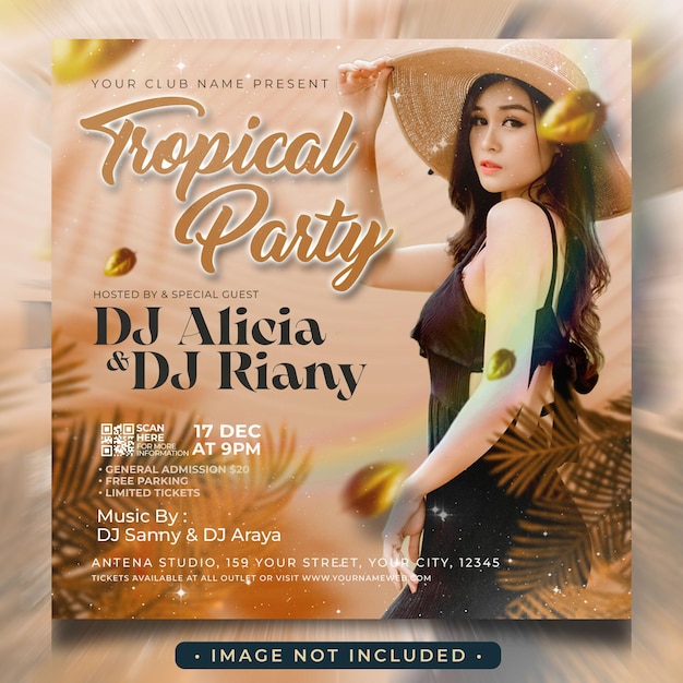 PSD club dj music special weekend flyer social media post template