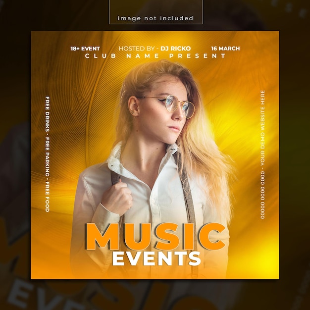 Club DJ nacht party flyer social media post