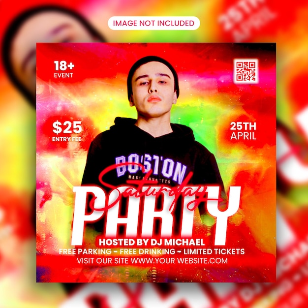 Club Dj Night Party Flayer Social Media Post and Web Banner