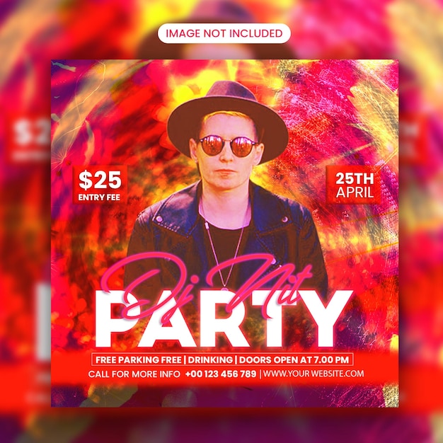 Club Dj Night Party Flayer 소셜 미디어 게시물 및 웹 배너