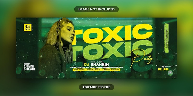 PSD club dj night party flyer шаблон обложки баннера facebook