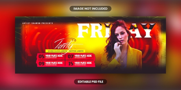 Club dj night party flyer facebook cover banner template