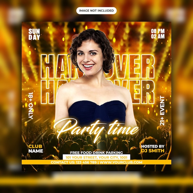 Club Dj night party flyer PSD template designs