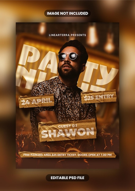 Club dj night party flyer social media post and web banner template