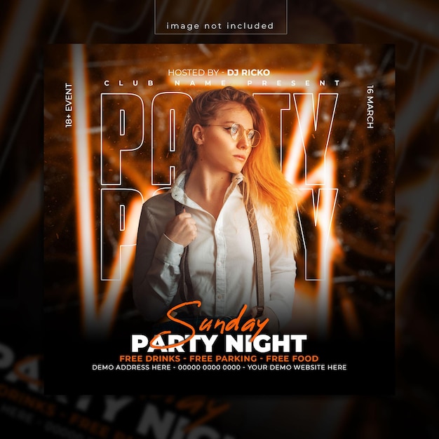 club dj night party flyer social media post