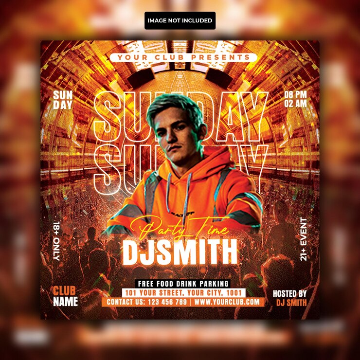 Club dj night party flyer szablony psd