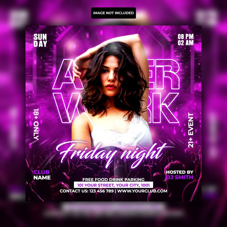 Club dj night party flyer szablony psd