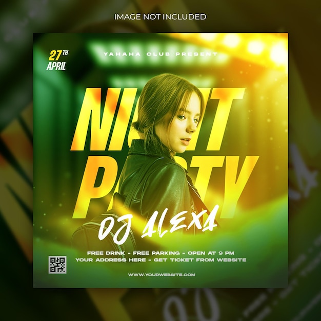 Club dj night party social media and flyer template