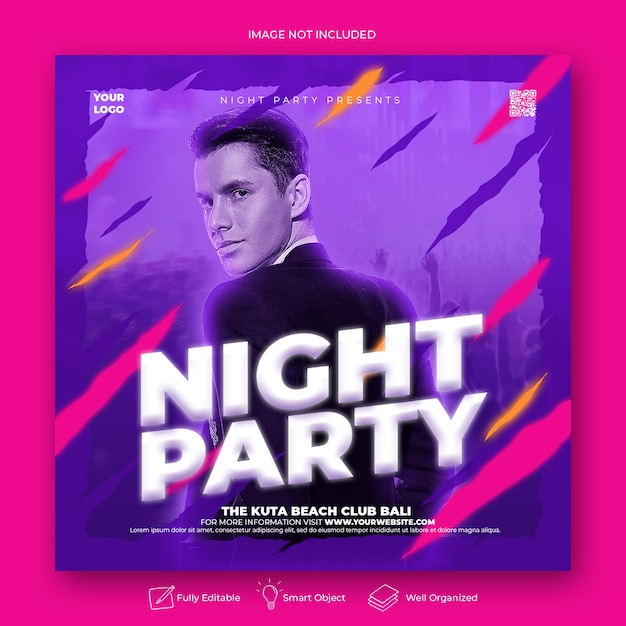 PSD Шаблон истории instagram клуб dj party flyer