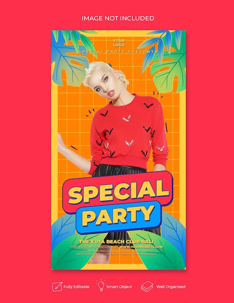 PSD club dj party флаер instagram шаблон истории