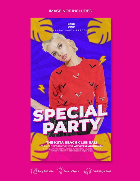 Club dj party флаер instagram шаблон истории