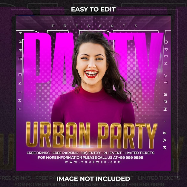 Club Dj Party Flyer Post W Mediach Społecznościowych I Baner Internetowy