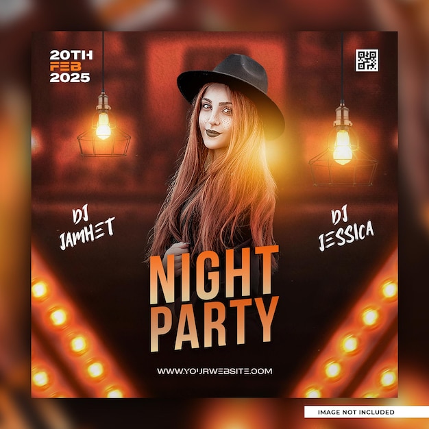 Club Dj Party Flyer Post W Mediach Społecznościowych I Baner Internetowy