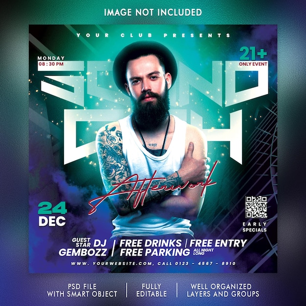 Club dj party flyer psd